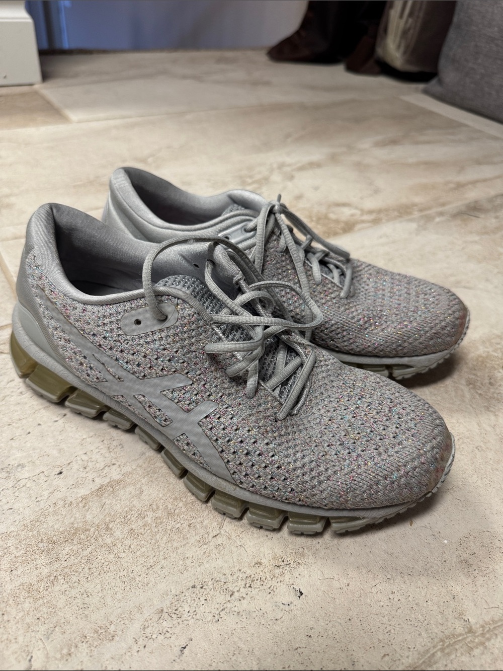 Women's ASICS GEL-Quantum 360 Knit 2 running shoe gray multi-color glitter